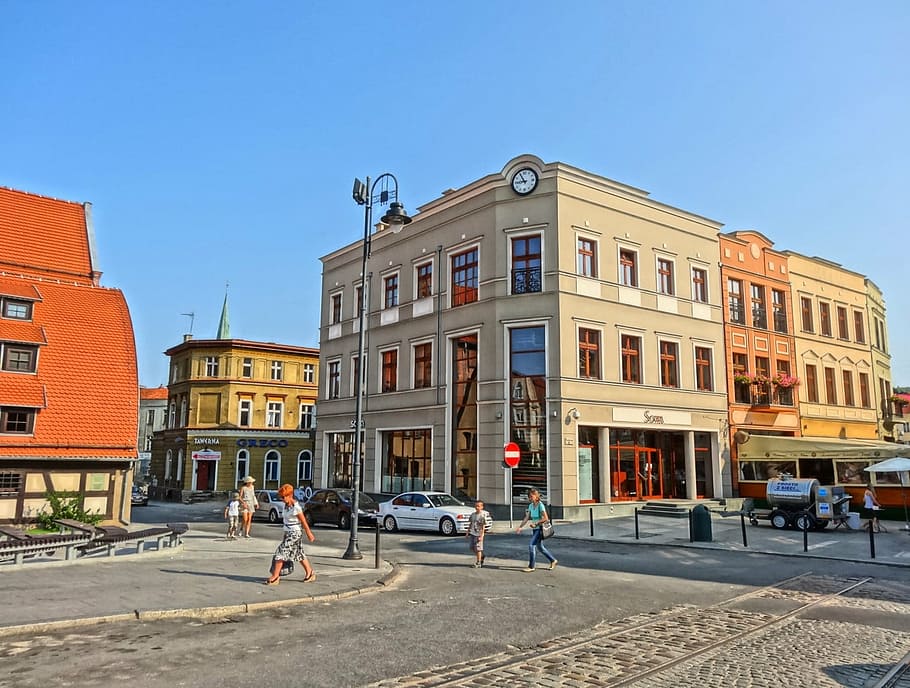 mostowa street, bydgoszcz, poland, building, square, city, street, urban, building exterior, architecture