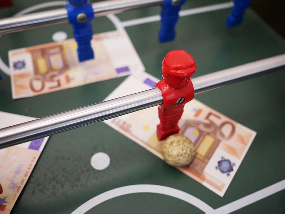 sport, football, foosball table, bank note, sports betting, bet, play ...