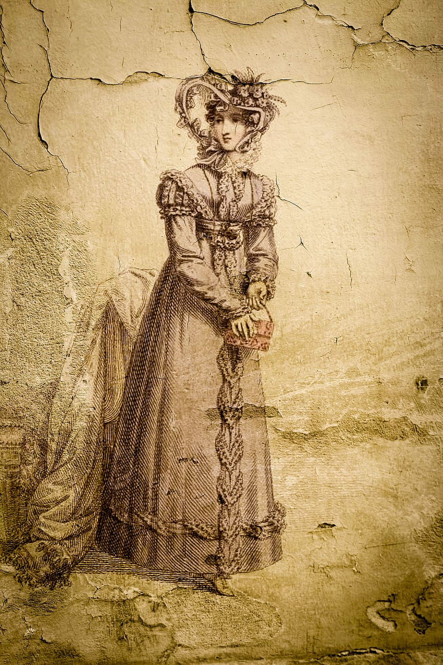illustration, woman, gray, dress, Lady, Victorian, Wall, Vintage, lady, victorian, shabby chic