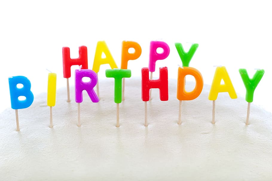 happy, birthday, stick, decoration, Happy Birthday, Birthday cake, lettering, cake, candle, celebrate