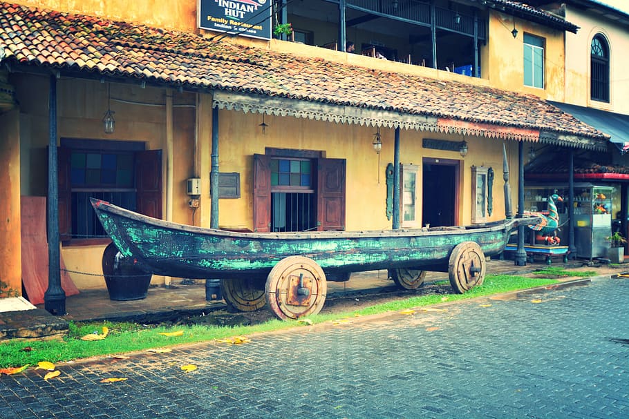 boat, srilanka, galle, built structure, architecture, building exterior, transportation, mode of transportation, cart, day