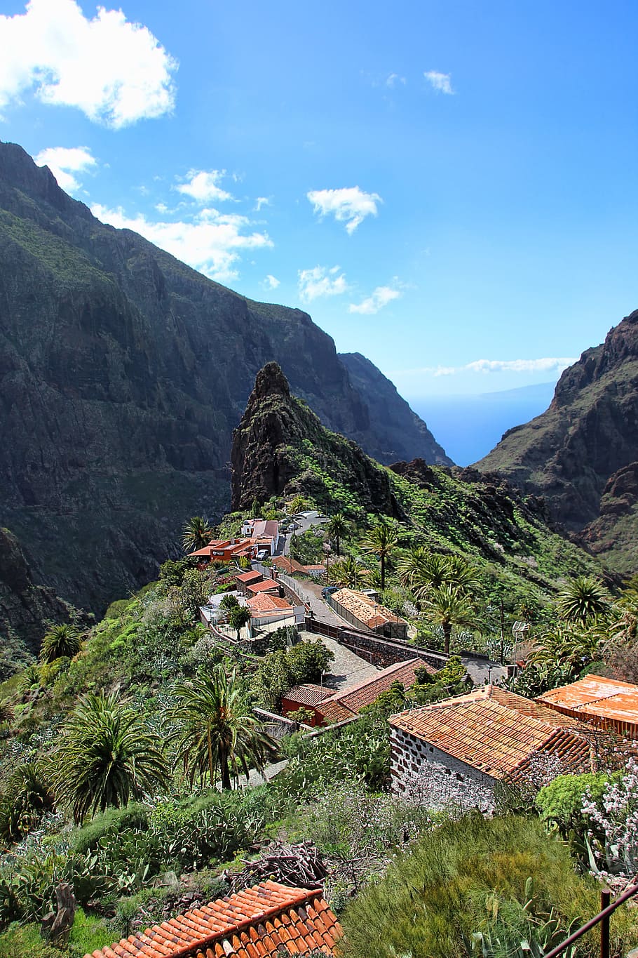 masca, gorge, village, tenerife, canary islands, nature, mountain, travel, panorama, sky