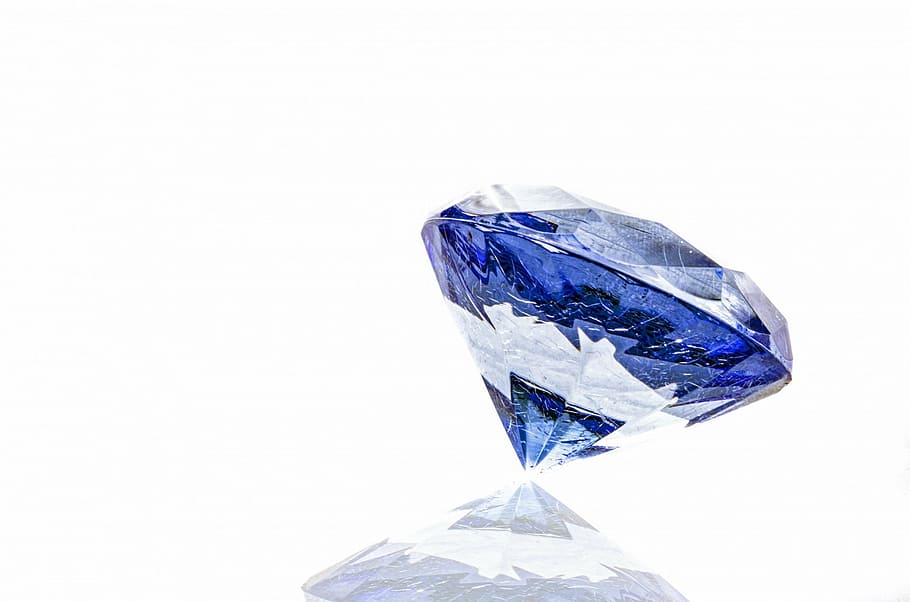 bulat, memotong, biru, batu permata, berlian, bersinar, jelas, batu, mahal, putih