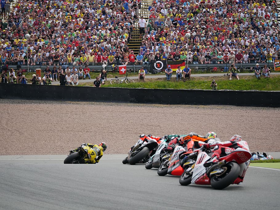 motorcycle, race, moto gp, sachsenring, moto 2, germany, sport, crowd, group of people, sports race