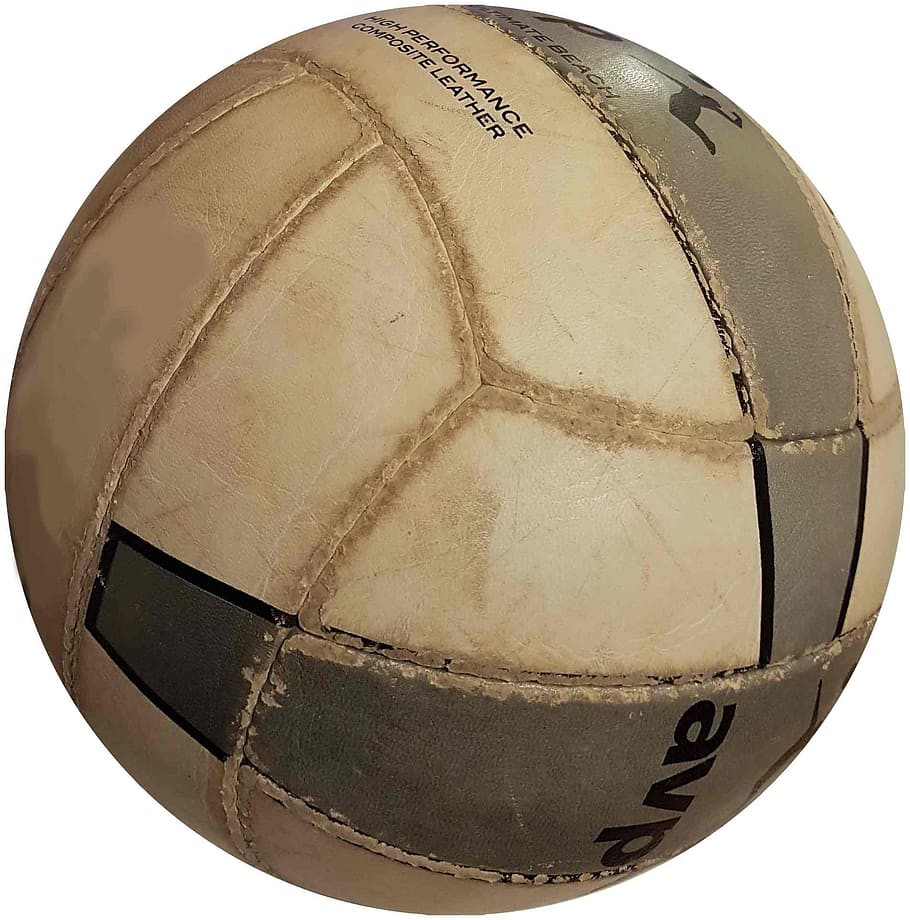 volleyball, older, worn, ball, sport, old, close-up, studio shot, white background, single object