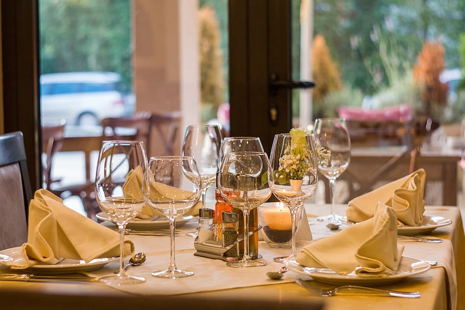 wine glass, top, table, restaurant, wine, glasses, served, dinner, celebration, glass