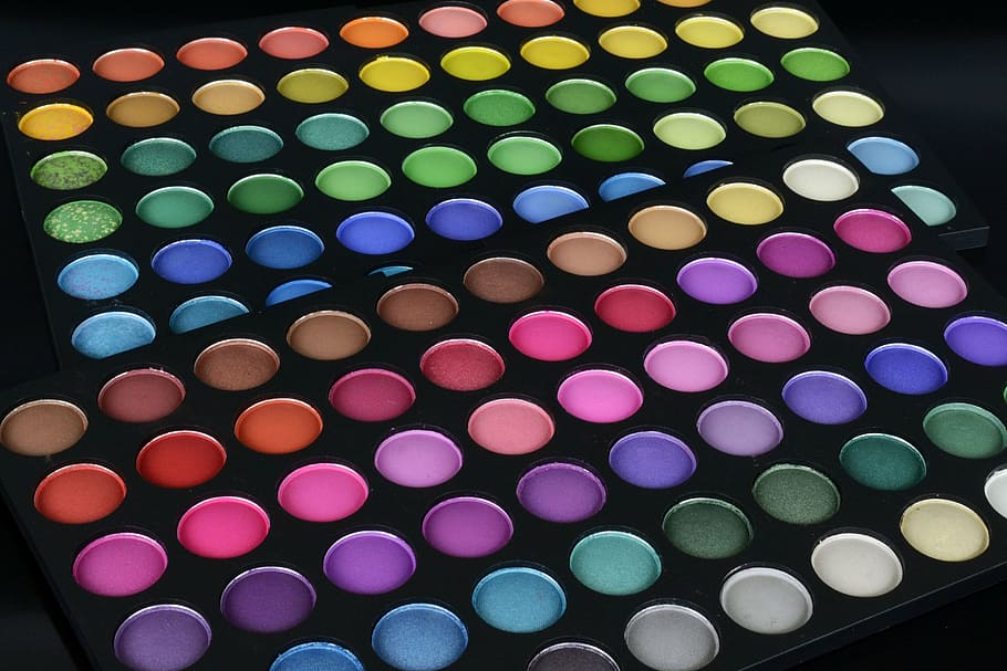 two, black, case makeup palettes, eye shadow, cosmetics, color palette, color, colorful, make up, color picker