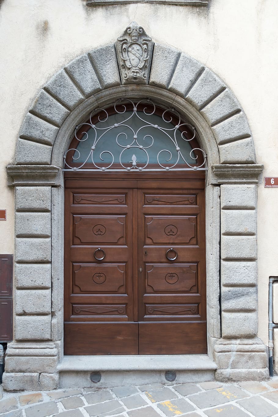brown wooden door, door, input, wood, house entrance, front door, input range, gate, portal, wrought iron