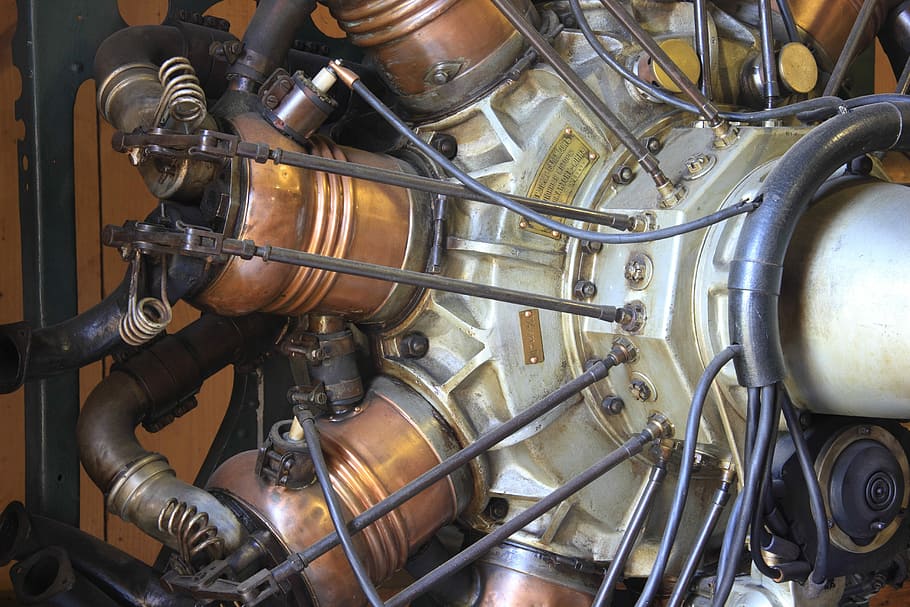 Czech, Prague, Aircraft, Museum, Radial, engine, machinery, machine part, pipe - tube, machine valve