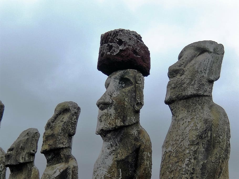ilha de páscoa, cabeça, rostos, pedra, chile, rosto, antiga, história, pedra material, escultura