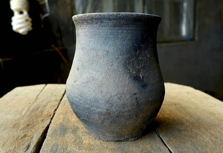 black-pottery, folk handicraft, handicraft, pottery, old, pot, container, clay, metal, close-up