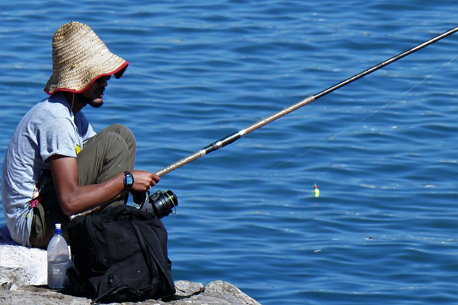 angler, fish, angel, catch fish, fishing rod, man, on the water, sea, fischer, water
