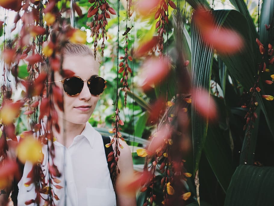 people, girl, woman, sunglasses, beauty, travel, outdoor, nature, flower, green