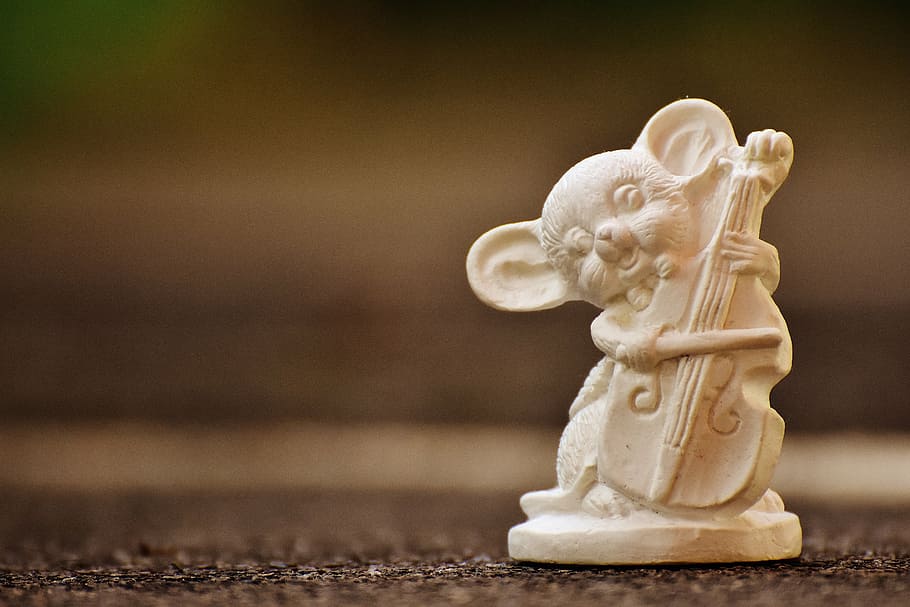 mouse, gypsum, blank, unpainted, music, instrument, funny, cute, close-up, wood - material