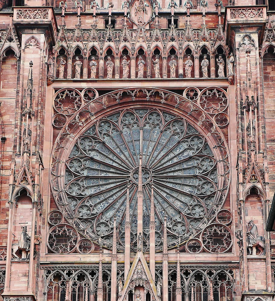 Strasbourg, Münster, Rosette, Portal, decorated, cathedral, church, france, alsace, sand stone