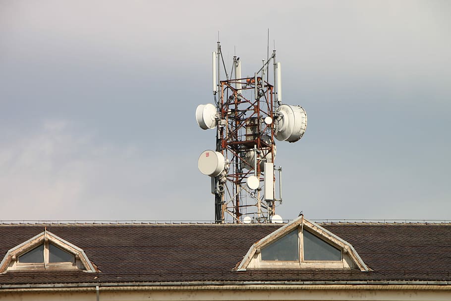 Antena, Array, Ponsel, susunan, komunikasi, data, microwave, radio, langit, menara
