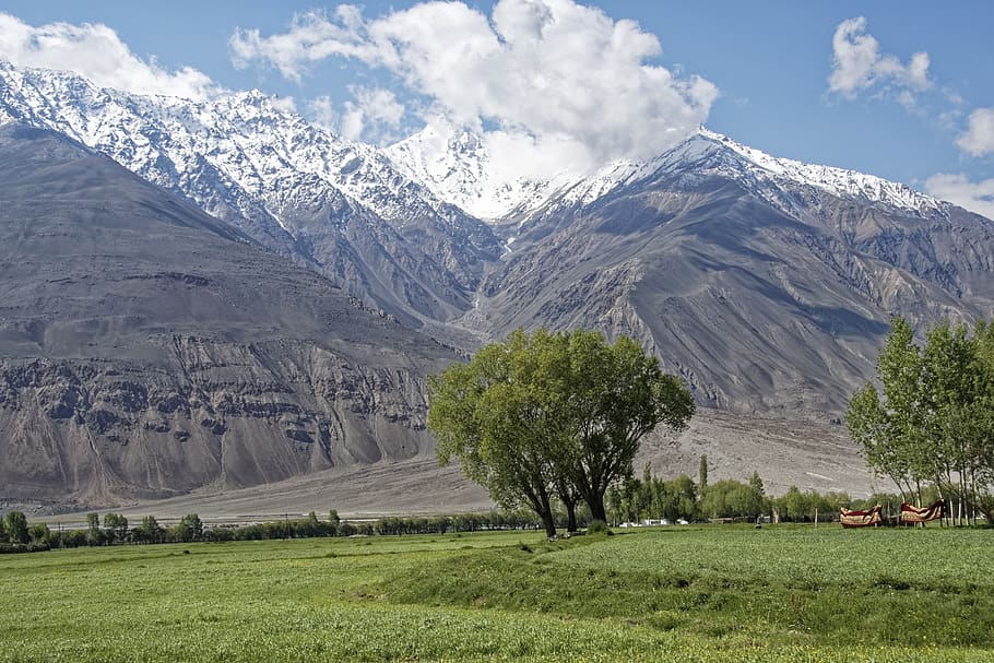 tajikistan, province of mountain-badakhshan, pamir, hindu kush, high mountains, pandsch valley, landscape, mountains, snow, clouds