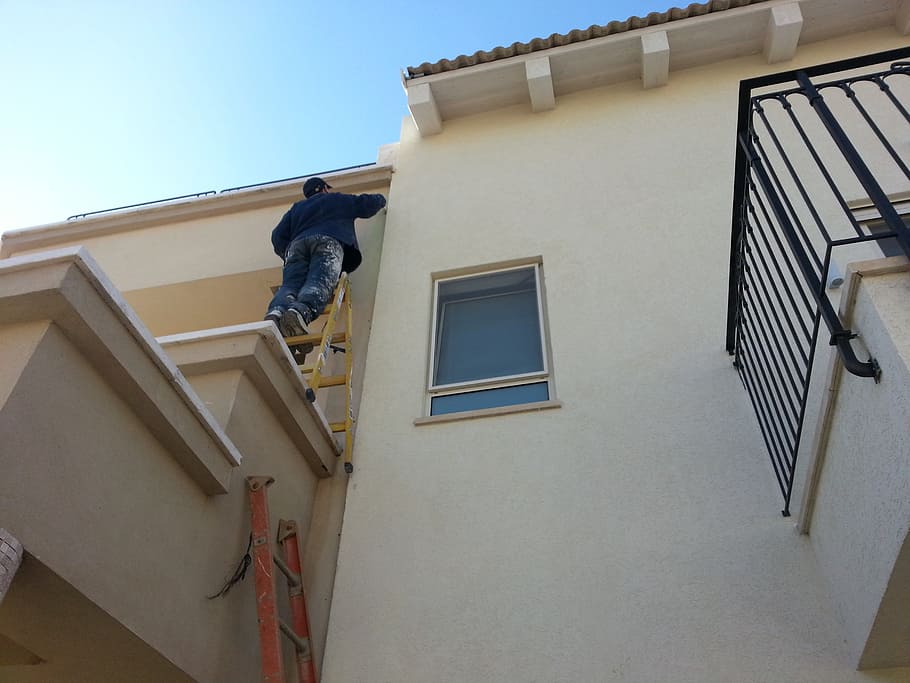 climb, ladder, climbing, high, window, roof, cleaning, architecture, built structure, building exterior