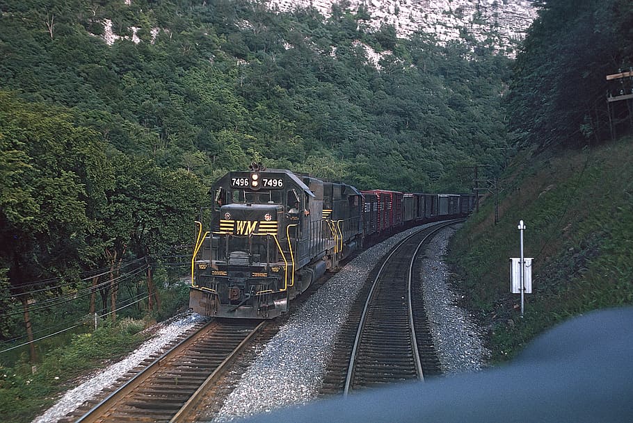 Western Maryland, SD40, Cumberland Narrows, Cumberland, MD, trem no trilho, transporte, transporte ferroviário, modo de transporte, via