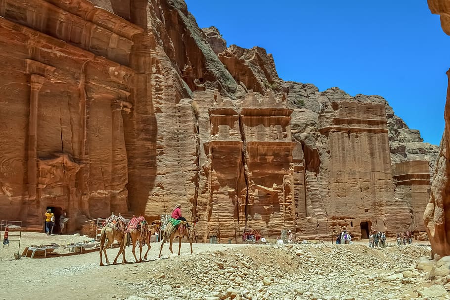 petra, jordan, ancient, monument, architecture, landmark, desert, culture, facade, stone