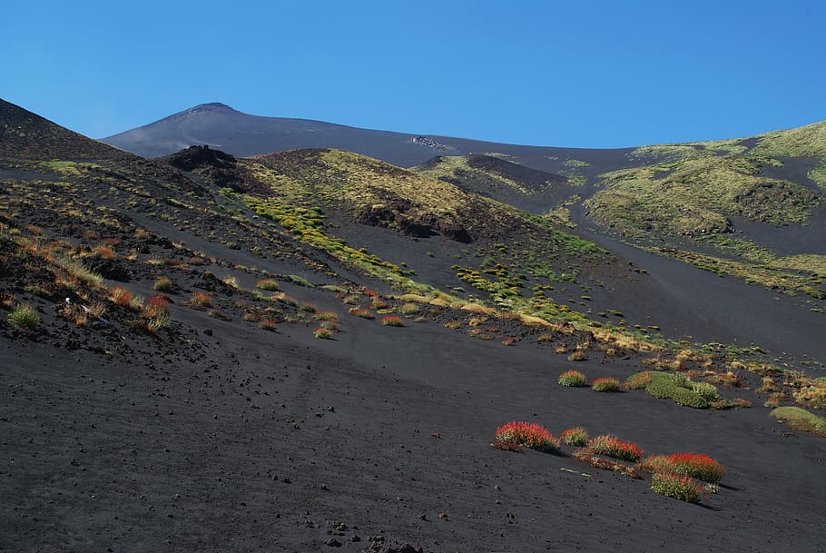 volcano, lava, ash, landscape, hawaii, mountain, sky, scenics - nature, nature, beauty in nature
