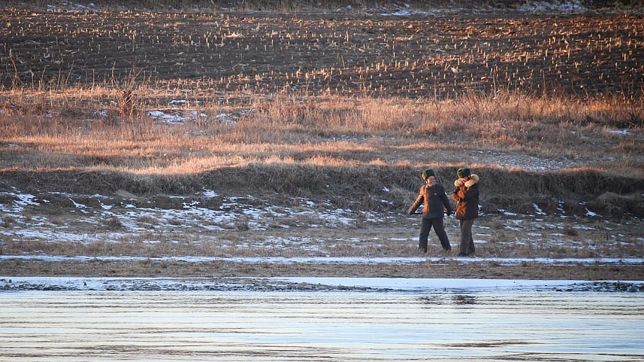 North Korea, Soldiers, Happiness, two people, togetherness, outdoors, nature, leisure activity, adult, winter