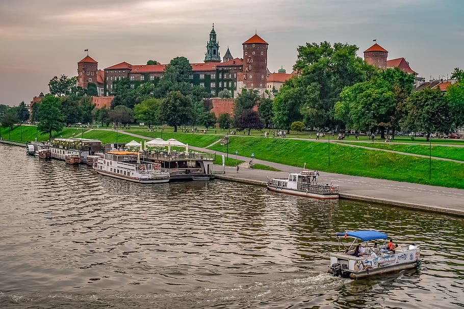 krakow, poland, wawel castle, river, vistula, architecture, building, europe, tower, old