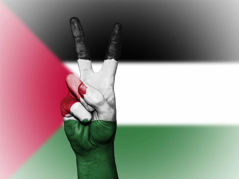 territórios palestinos, paz, mão, nação, plano de fundo, cores, país, bandeira, ícone, nacional