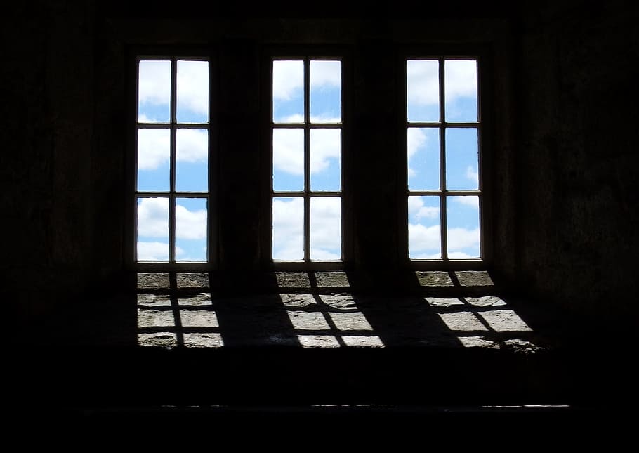 Window, Light, Clouds, Contrast, Castle, harmony, building, view, beyond, architecture