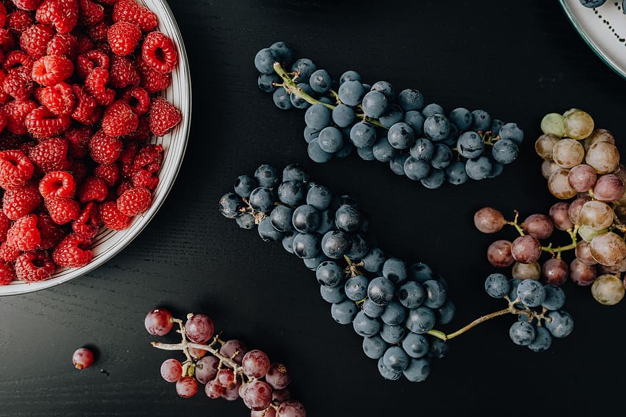 buah-buahan, beri, sehat, ramah lingkungan, vegan, Anggur, blackberry, raspberry, buah, makan sehat