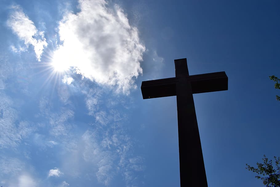 cruz cristiana, cielo, resurrección, espiritualidad, crucifixión, sacrificio, cielo azul, luz, st, oración