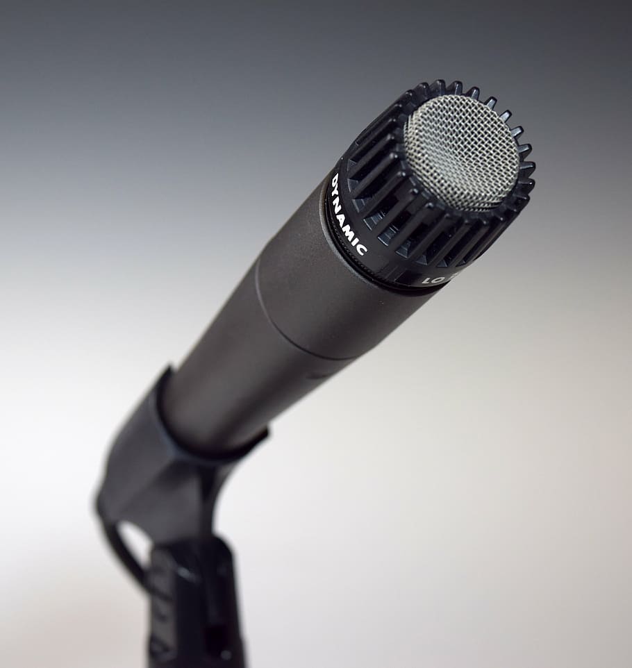 black, gray, dynamic, microphone, holder, mic, audio, recording, studio, singer