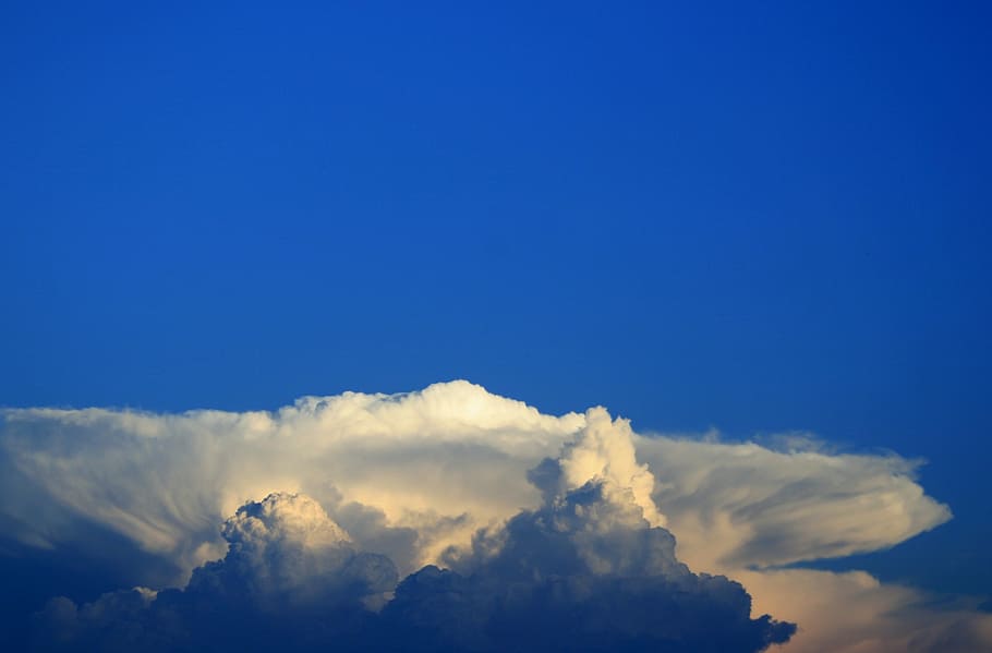 fotografia de paisagem, nuvens, branco, denso, plano de fundo, em forma de bigorna, plano, primeiro plano, amontoado, repicado