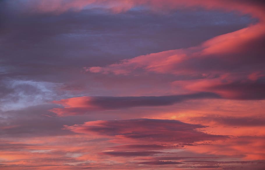 pink, grey, clouds, nature, landscape, sky, red, sunset, cloud - Sky, weather