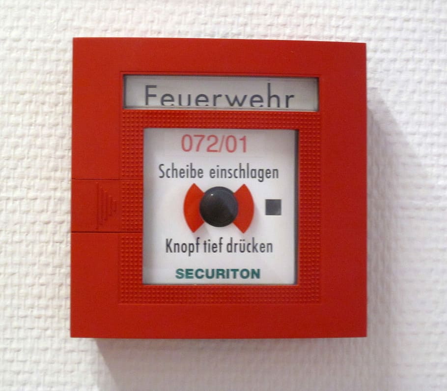 Detector de incêndio, vermelho, caixa, alarme, detectores de alarme, incêndio, emergência, alarme de incêndio, perigo, segurança