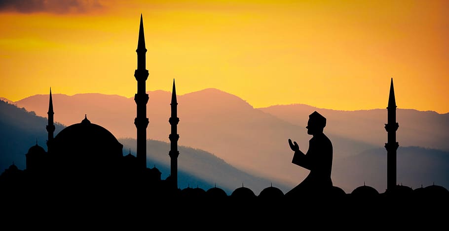 silhouette, man, praying, temple, ramadan, masjid, islamic, shikh, pray, fasting