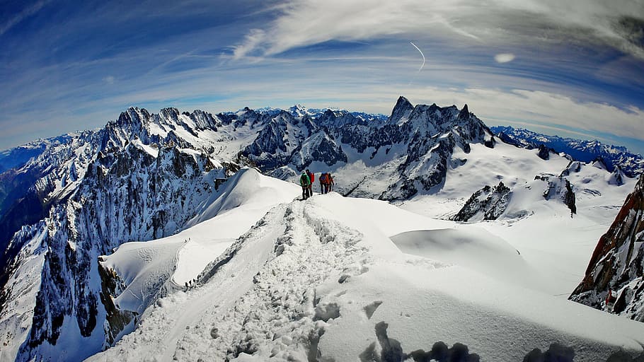 fotografia de paisagem, nevado, montanha, suíça, mont blanc, montreux, que, neve, inverno, temperatura fria