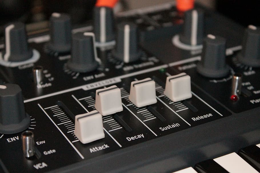 macro photography, mixer, console, Music, Sequencer, Synthesizer, music, sequencer, potentiometers, control, technology