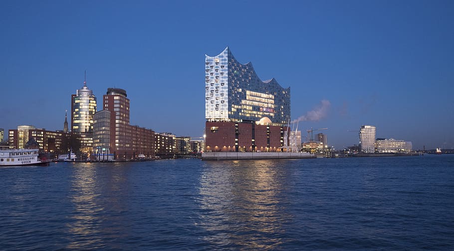 Hamburg, Germany, Harbour City, elbe philharmonic hall, music, concert hall, philharmonic orchestra, elbphilharmonie-side view, landmark, architecture