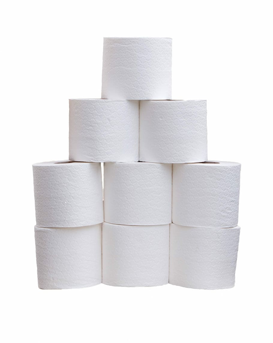 nove, rolos de papel higiênico, papel higiênico, rolos de papel, rolo de papel higiênico, branco, tecido, tecidos, papel, fundo isolado