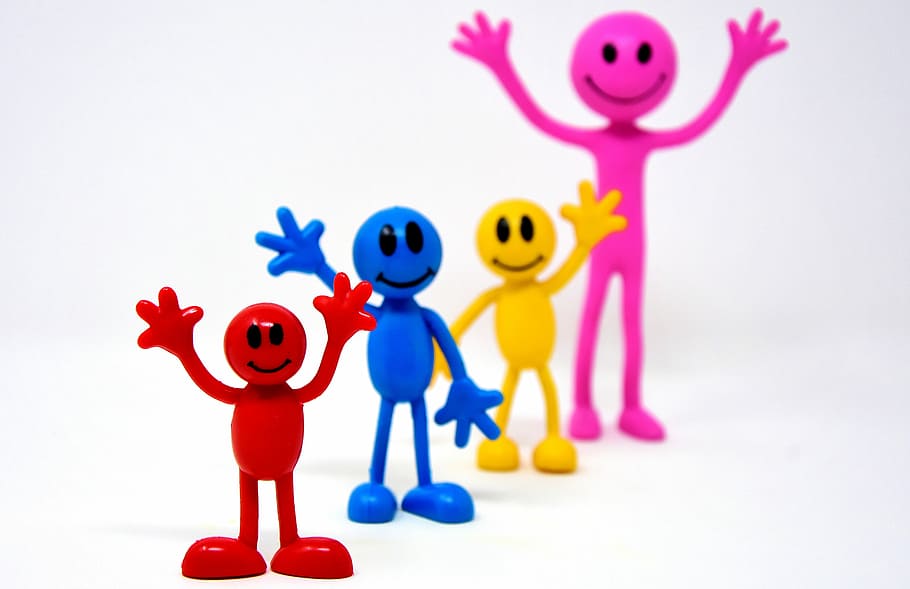 human-shaped plastic decors, happy, cheerful, smilies, laugh, cute, emoticon, smile, emotions, funny