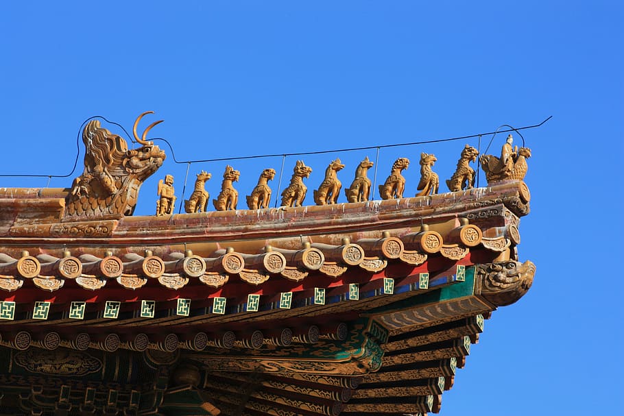 запретный город, императорский дворец, пекин, китай, юнеско, всемирное наследие, крыша, достопримечательности, архитектура, Искусство и ремесло