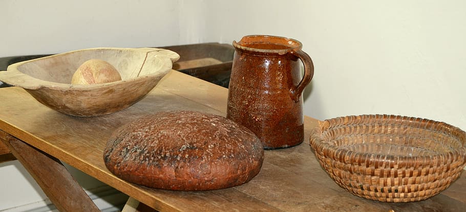 bread, bake bread, old, krug, loaf of bread, farmer's bread, baked, craft, bowl, homemade