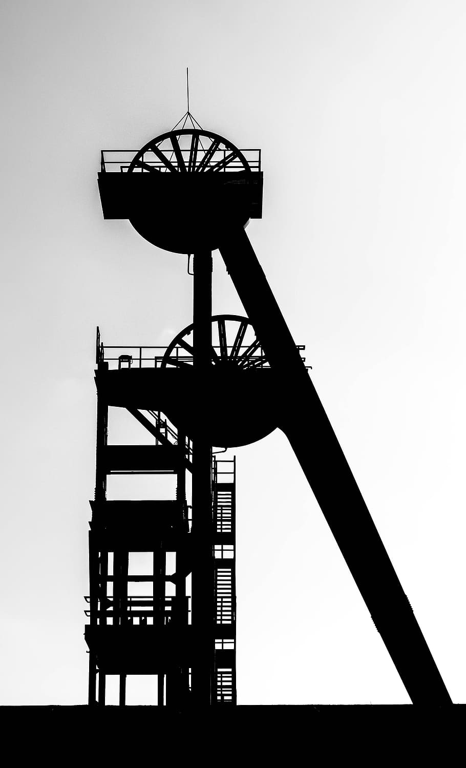 silhouette, black, high-rise, building, tower, headframe, bill, mine, ruhr area, mining