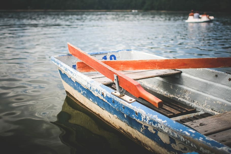 very old rowboat, Old, Rowboat, boats, dam, lake, river, wooden, nautical Vessel, water