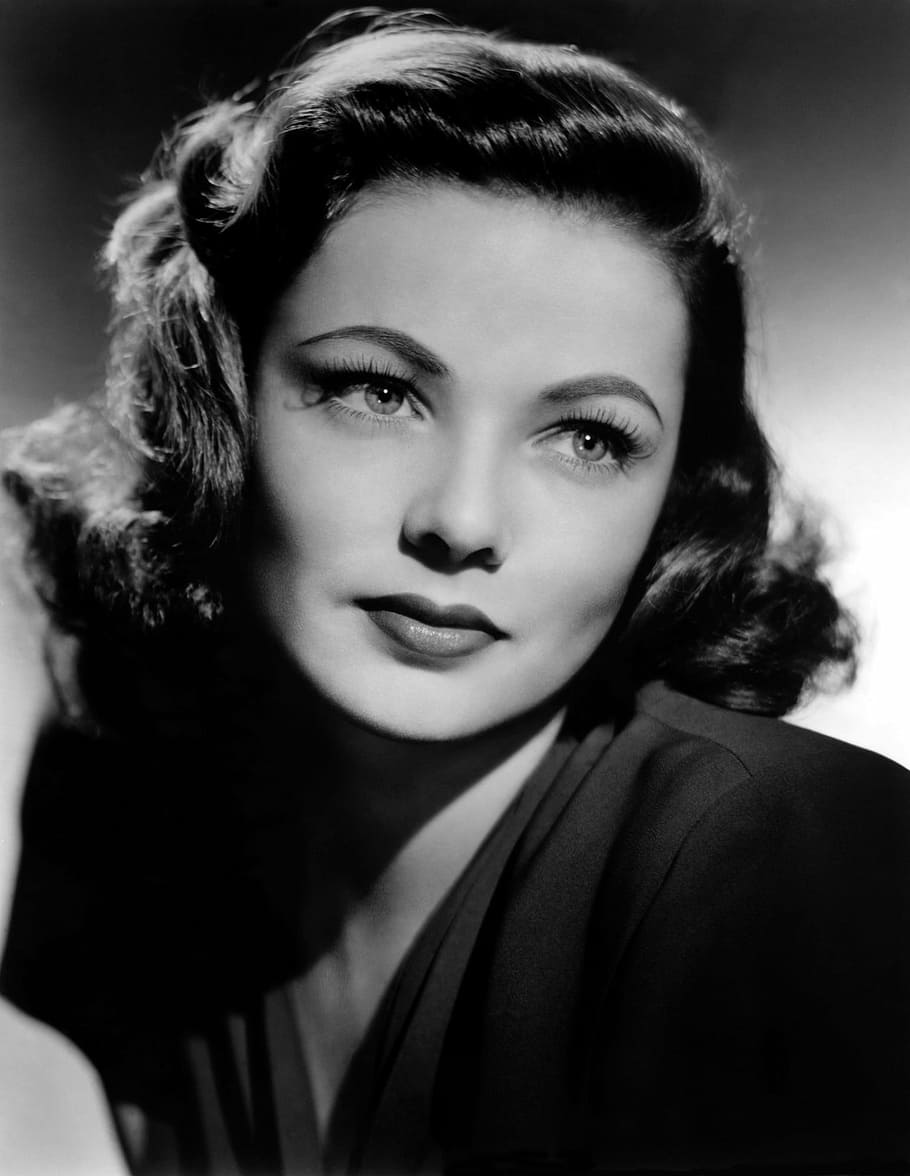 grayscale photo, woman, gene tierney, vintage, actress, movies, film, motion pictures, cinema, historical