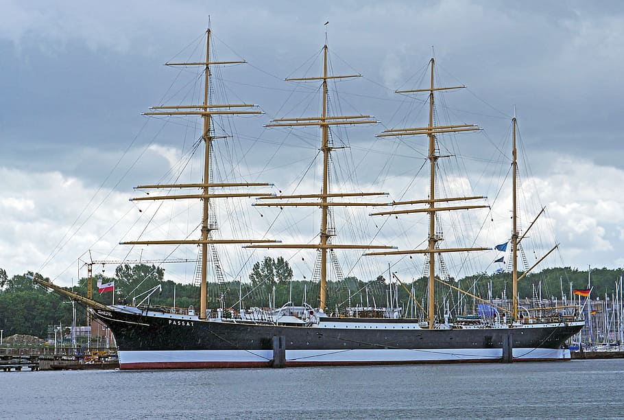 alto, barco, barca de cuatro mástiles, Tall Ship, Masted, Barque, la barca de cuatro mástiles, passat, barco tradicional, barco museo