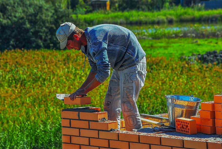 Mason, Construction, Bucket, Brick, builder, one man only, agriculture, one person, working, adult