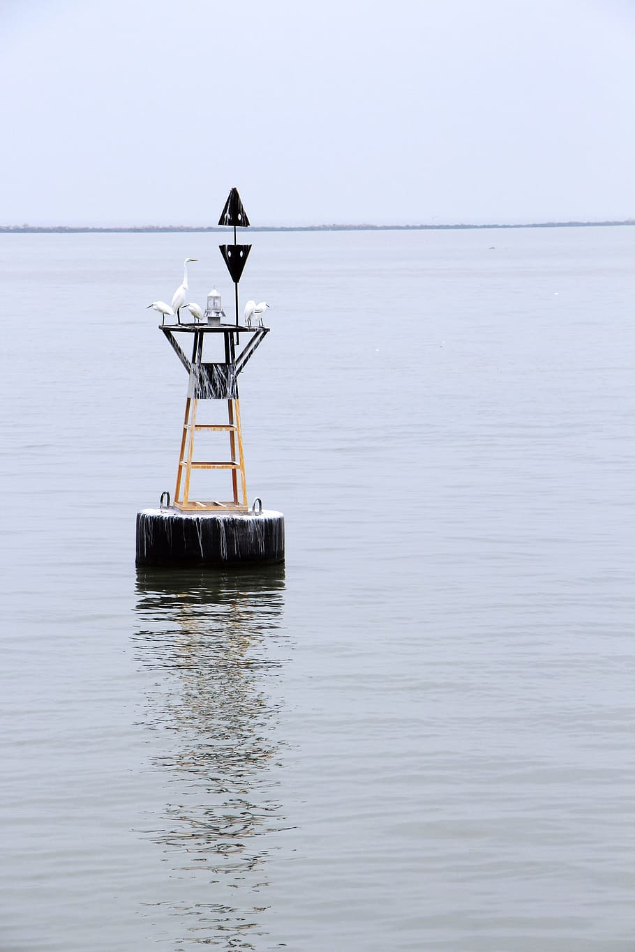 Sea, Buoy, Bird, Simple, Design, water, day, outdoors, nature, waterfront
