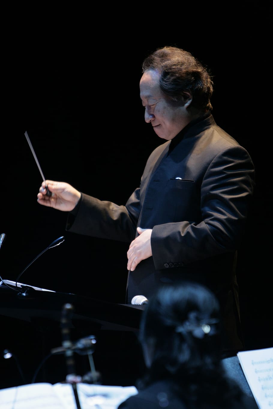 maestro, music, concert, classical, symphonic, one person, adult, performance, holding, indoors